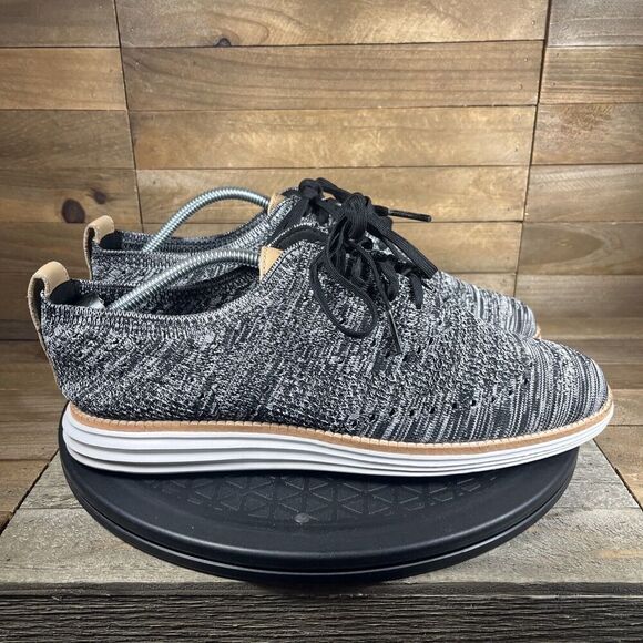 Cole Haan Mens Size 8 Original Grand Wingtip Oxford Stitchlite Black Optic White - Picture 1 of 10